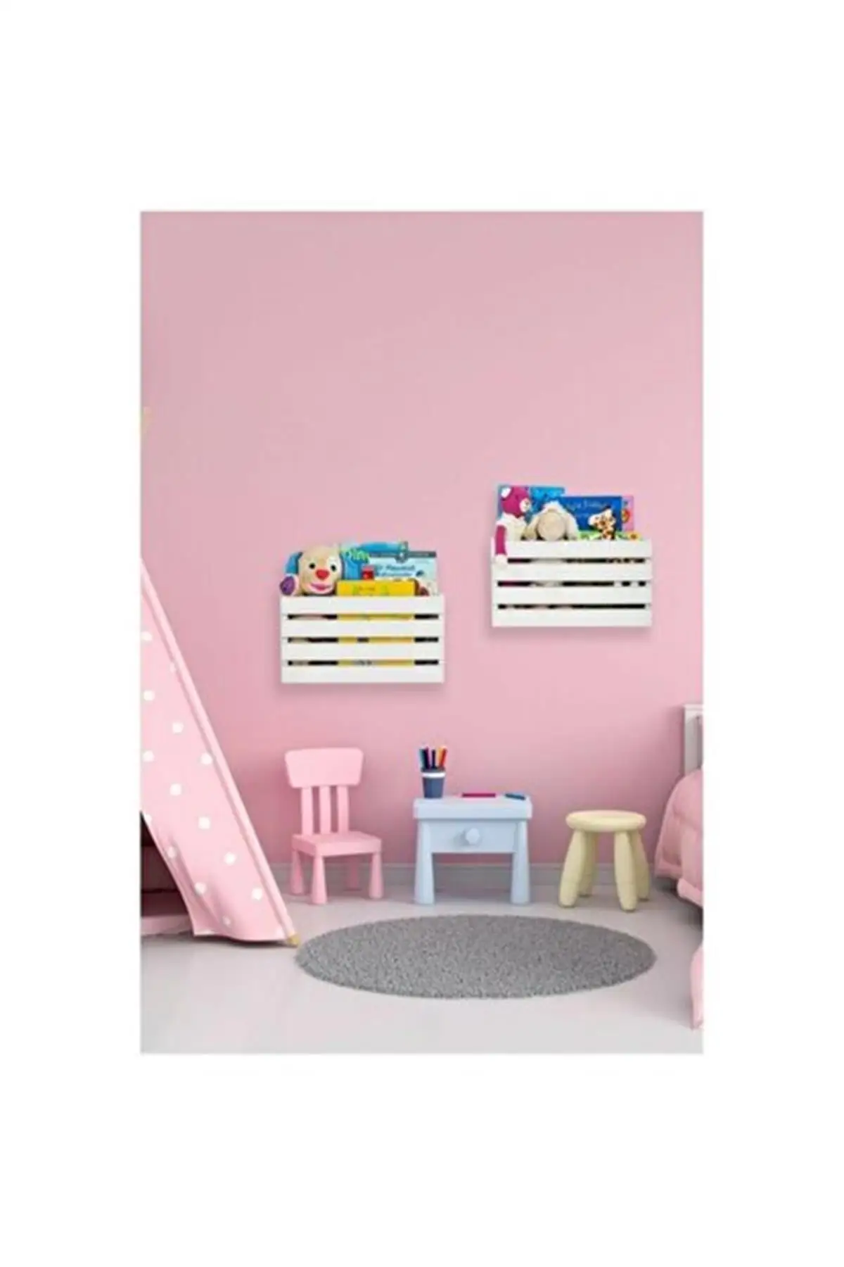 Wood Cabinet Toy Storage Rack Bookcase 2 pcs Montesori Toy Rack (mdf)