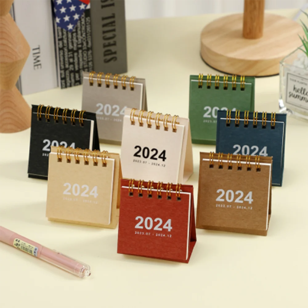 2024 Mini Desk Calendar Delicate Simple Desk Fresh And High-End Desktop Note Coil Calendar For Book Office School Supplies