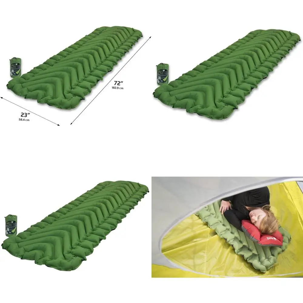 

Портативный надувной спальный коврик - удобный, легкий, простой в использовании надувной матрас для приключений на природе, зеленый