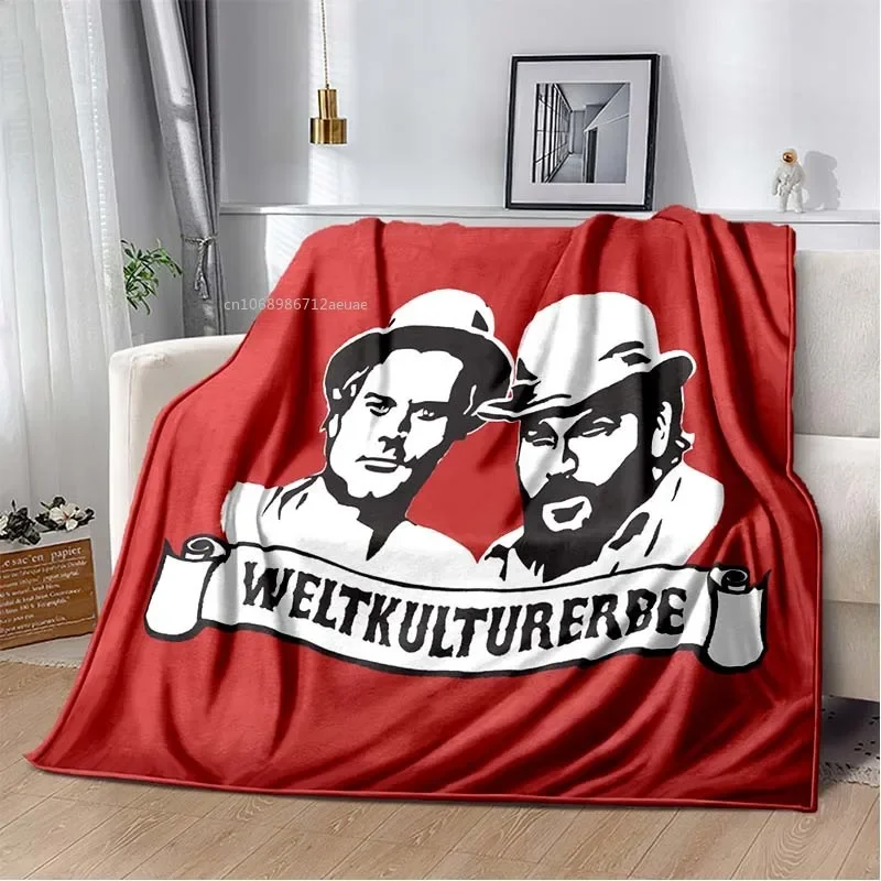 Terence Hill and Bud Spencer coperta stampata personaggio comico caldo sottile flanella morbida e confortevole coperta da viaggio per la casa regalo