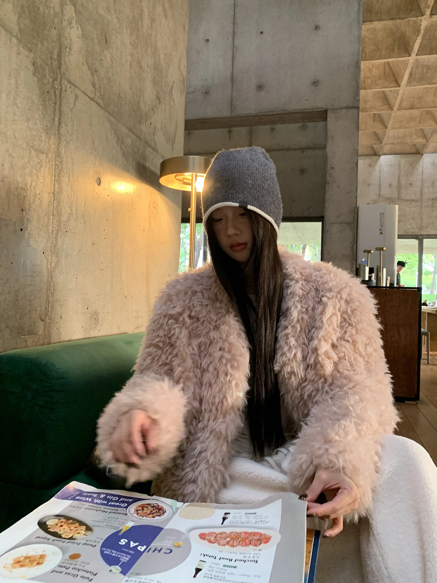 Manteau de fourrure rose femme automne hiver nouveau Sle beau système coréen coton Jaet Tube droit pe Long Sve chaleur