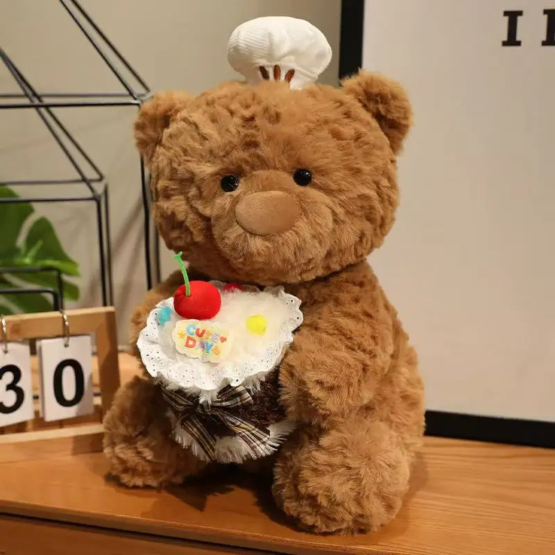 

30/40cm Latest Chef Cake Bear Doll Simulation Stuffed Plush Toy Cartoon Anime Cute Doll Children's Birthday Gift Fun Doll