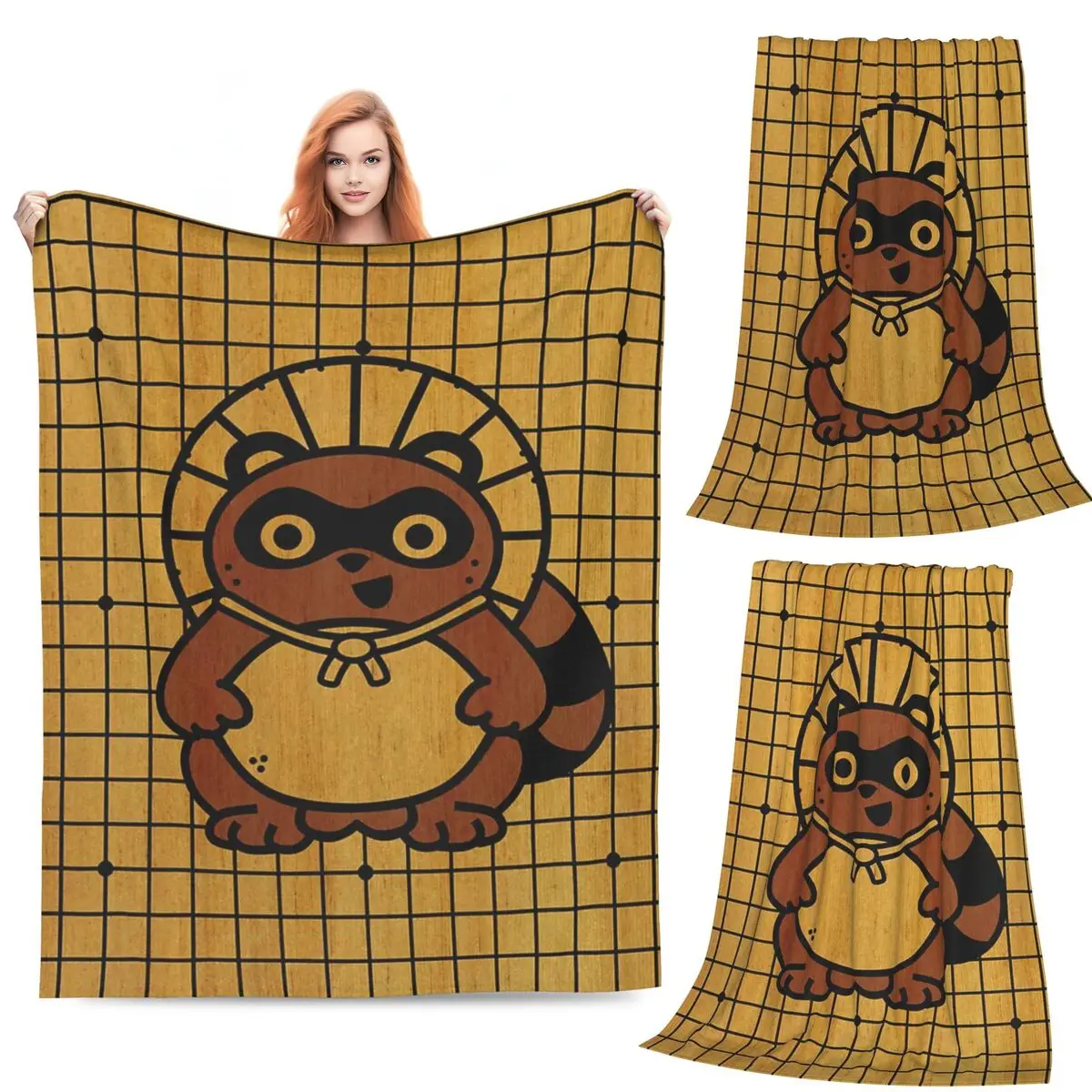 

The Tenuki Tanuki Blanket Flannel Sofa Throw Blanket Super Soft Throw Blankets for Home Bedroom Travel Throws Bedspread Quilt