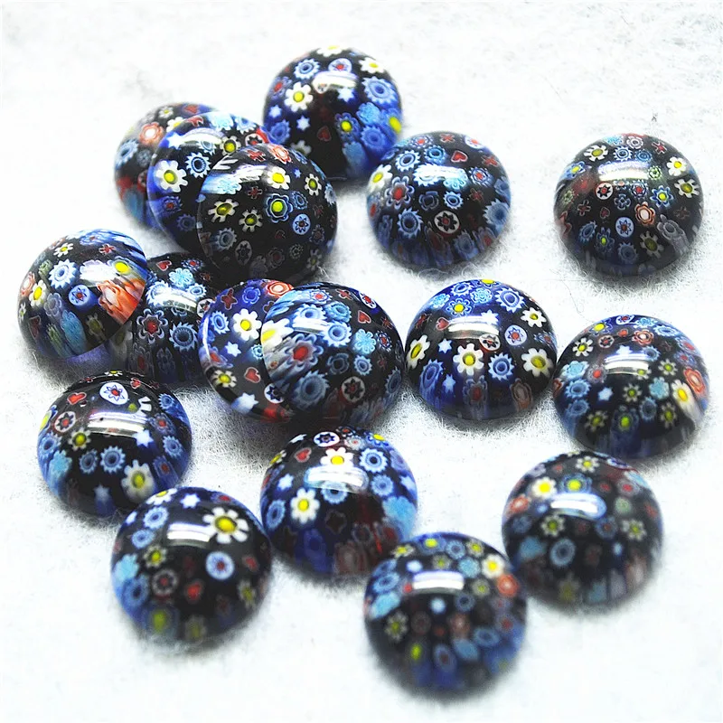 11PCS New Millfiori Glass Cabchons Round Shape 15MM Size For Fashion Jewelry Making Accessories Top Selling