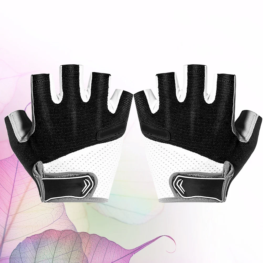 

1 Pair Breathable Anti-Slip Half Finger Gloves For Cycling Riding Driving Hiking Jogging Fishing Unisex Sports Mitts L Black