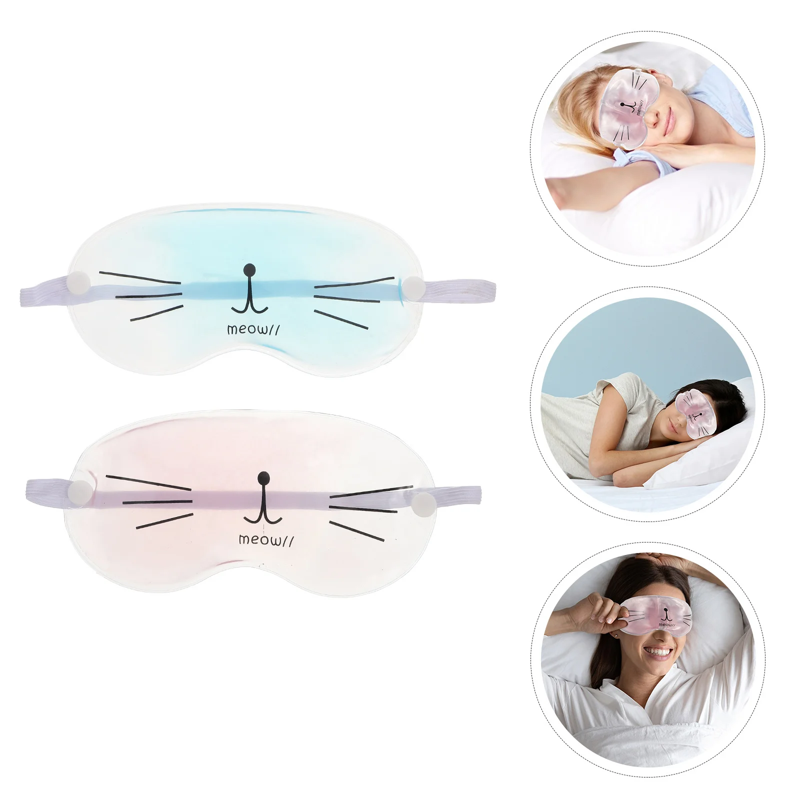 

2Pcs Ice Eye Masks Reusable Cooling Gel Eye Covers Cute Cat Design Sleep Relaxer Relieve Puffiness Dark Circles Improve Sleep
