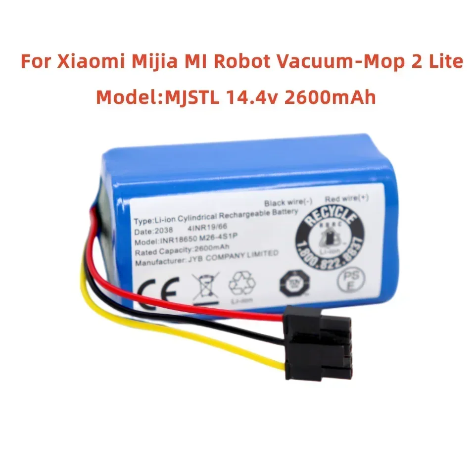 18650 Li-ion Rechargeable Battery For Xiaomi Mijia MI Robot Vacuum-Mop 2 Lite Model:MJSTL 14.4v 2600mAh Replacement Batteries