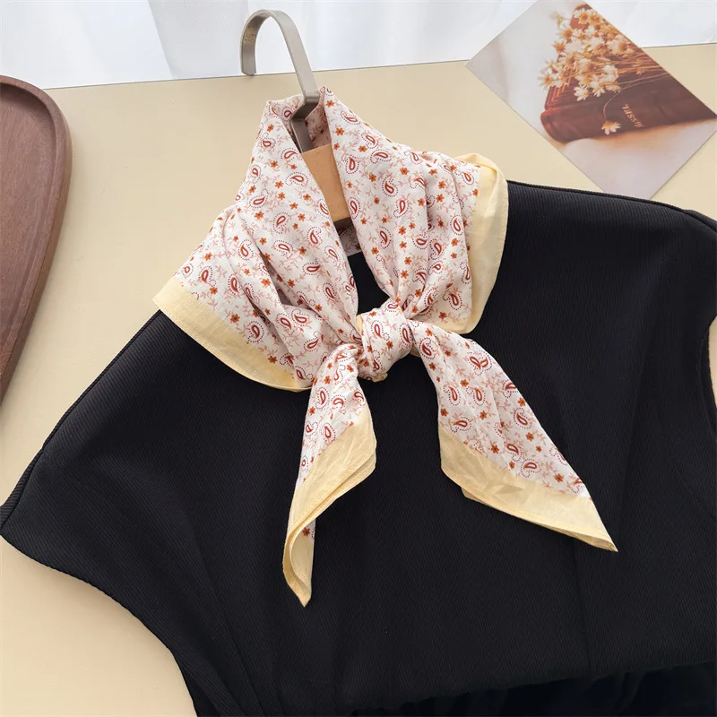 

Cotton Female Scarf Turban Square Hijab Luxury Fashion Headscarf Bandana Handkerchief Windproof Neckerchief Shawl Headband