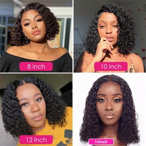 Brazilian deep wave bob wig, front lace wig, human hair, natural line natural line, short-term endangered, pre-wide baby hair, 13x4 10 Main Sales Lace Short - №10