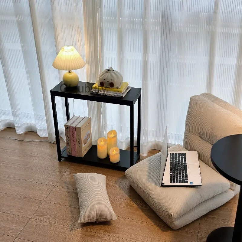 Ultra-narrow side table, sofa-side small coffee table, minimalist side cabinet, ultra-narrow bedside table, double-layer storage