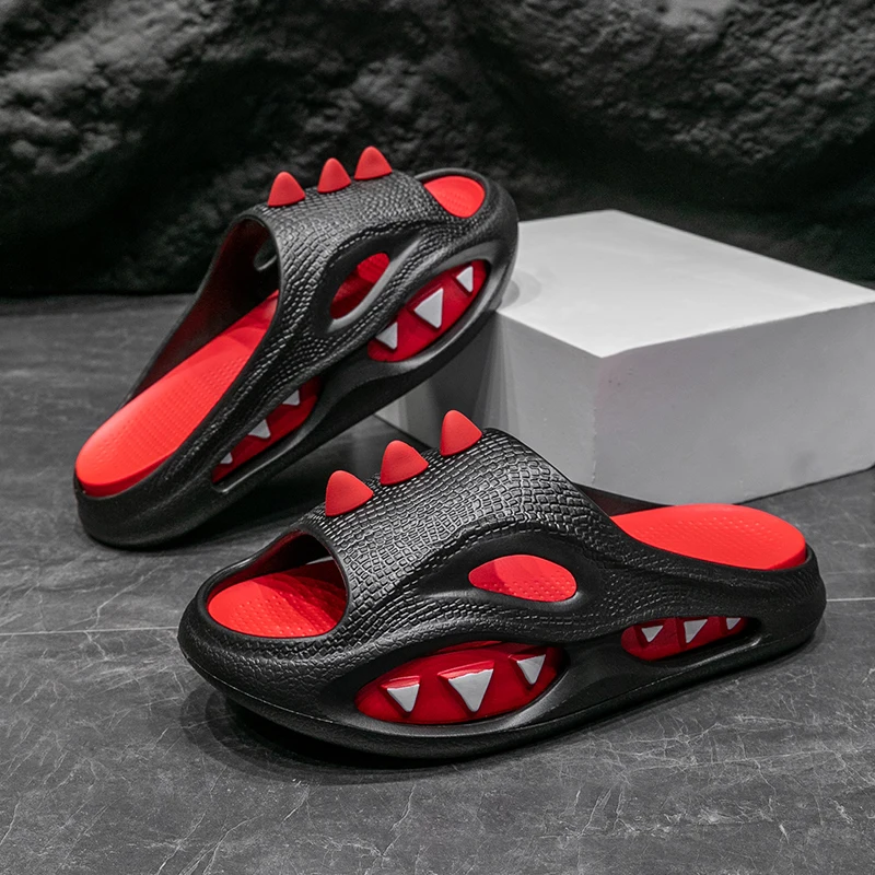 New Fashion Summer Dinosaur Men's Slippers Non-slip Slides Comfort Platform Sandals For Men Outdoor Beach Shoes Home Flip Flops