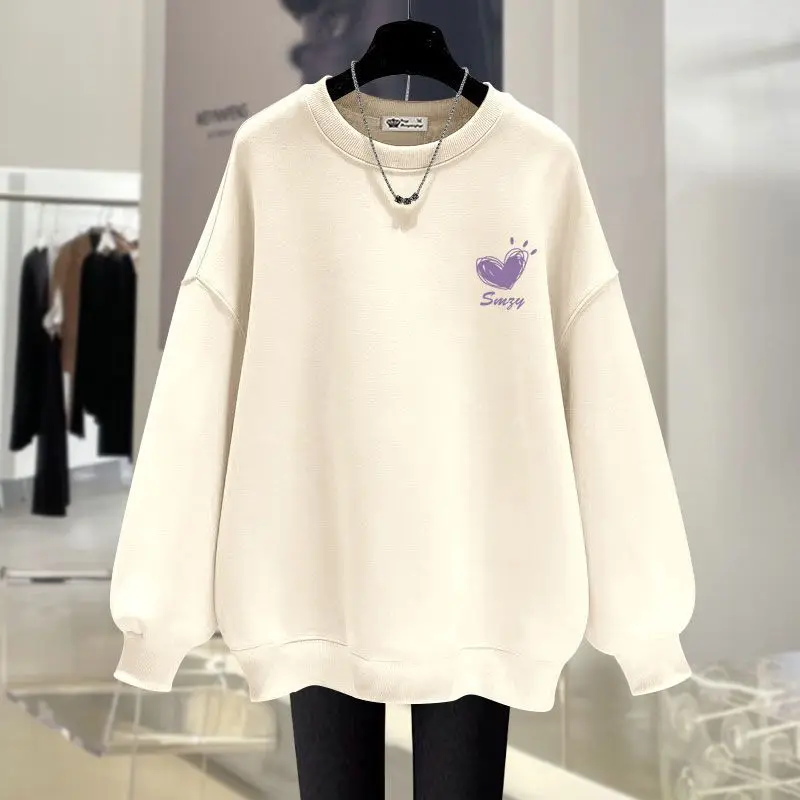 Women Clothing O-neck Long Sleeve Hoodies Autumn Winter Vintage Loose Casual Sweatshirts Cartoon Printed Cotton Pullovers