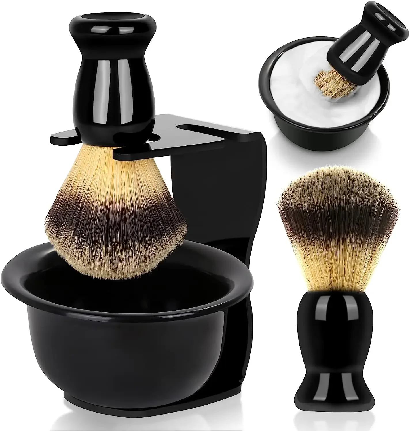 3 In 1 Mens Shaving Brush Bowl Set Abs Stand Razor Slot Wet Shaving Experience Barbershop Supplies