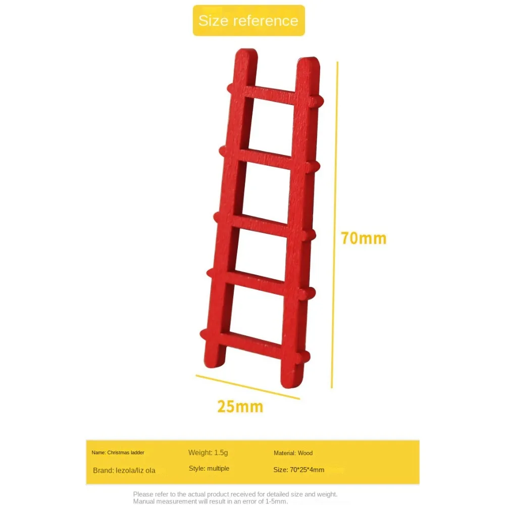 Miniature Model Wooden Ladder Dollhouse Dollhouse DIY Wooden Dollhouse Mini Ladder Red White Cute Creative Figurine Stairs Girl