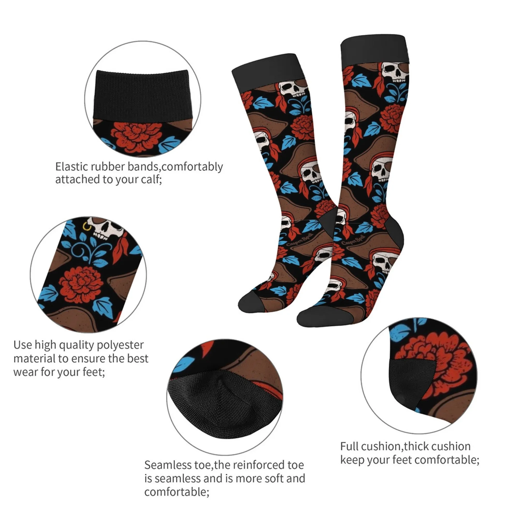 Dark Pirate Skull Theme compression stockings sport ladies men's stockings edema varicose veins nurse casual socks