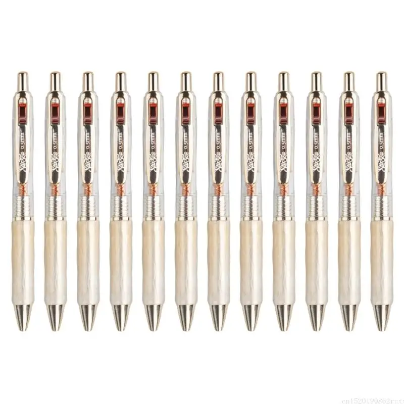 

D5BB 12Pcs Retractable School Pen Set Quick Drying Black Ergonomic Exam Essential