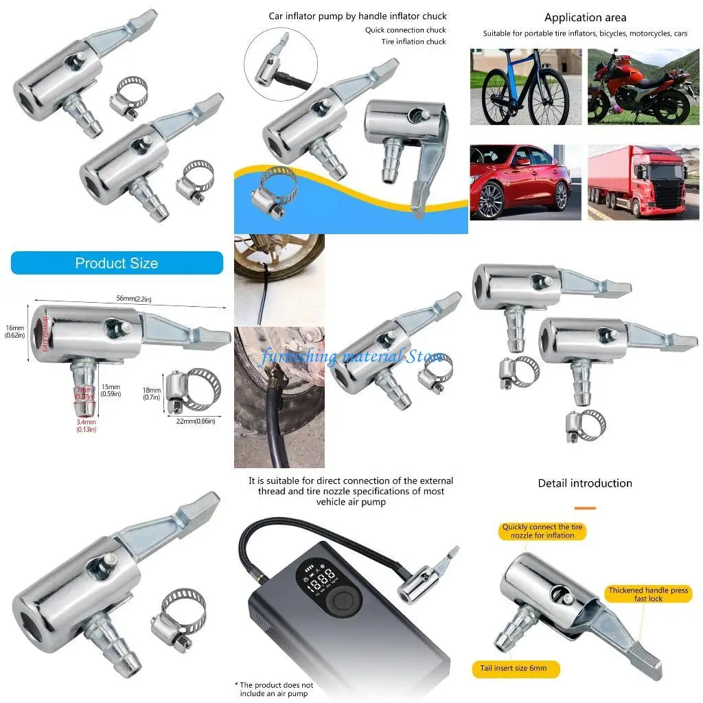 

Y5GD Inflator Cylinder Pumps Nozzle Adapter Bicycles Car Quick Inflatable Chuck