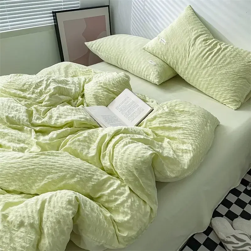 Nordic Solid Color Girl Bedding Sets Couple Duvet Cover With Sheet Pillowcase Double Single Stitch Bedroom Decor Complete Set