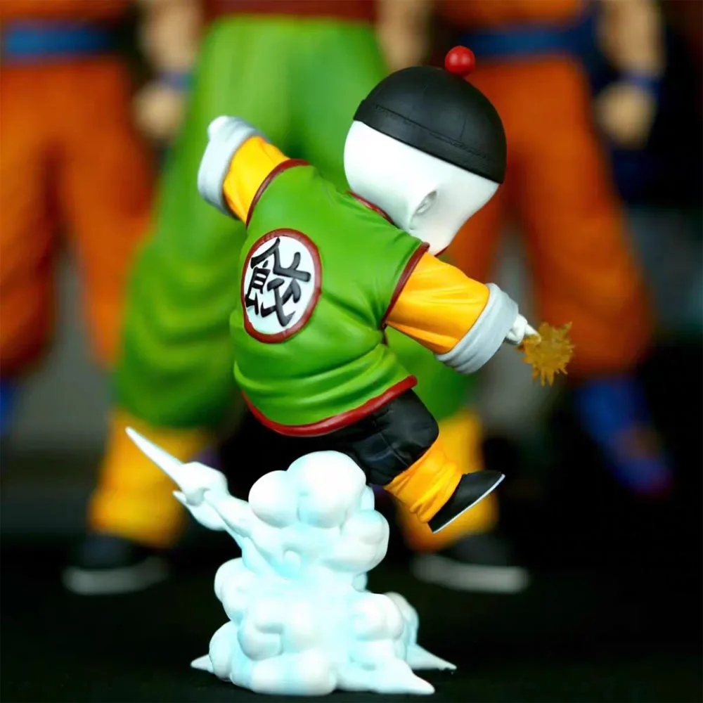 재고 있음 새로운 애니메이션 드래곤 볼 귀여운 피규어 Chiaotzu 액션 장면 장난감 GK 모델 컬렉션 데스크탑 장식 어린이 인형 선물