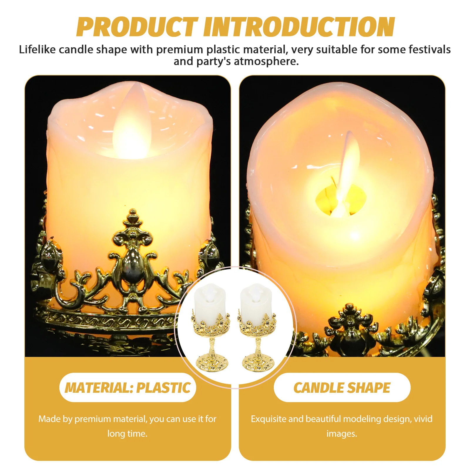 

2Pcs LED Electronic Lamps Flickering Flameless Electric Lights Wedding Home Party Festival Decoration Light