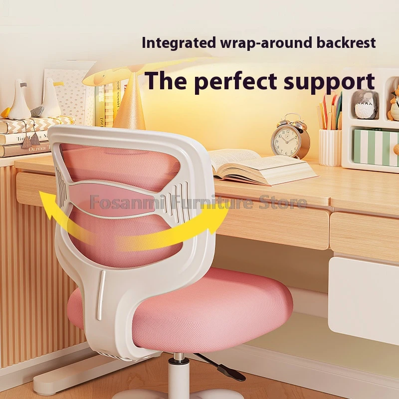 Ergonomic Mesh Chair with Footrest for Kids Adjustable Children Study Chair Home Writing Computer Chairs with Lockable Wheels