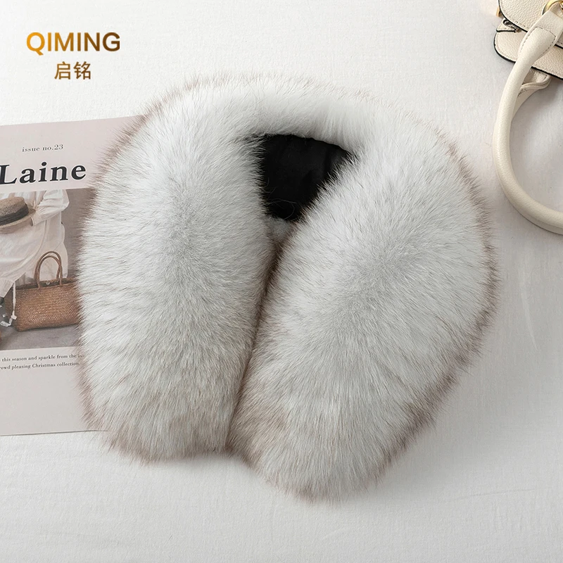 Fox Fur Collar Ladies Winter Ribbon Real Fox Fur Scarf Women Scarf Luxury Designer Scarf Ring Coat Fluffy Warmth Furry Shawl