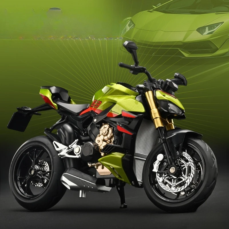 

1:12 Du V4S Street Fighter Alloy Motorcycle Model Simulation Locomotive Ornament Children's Toy Gifts Wholesale