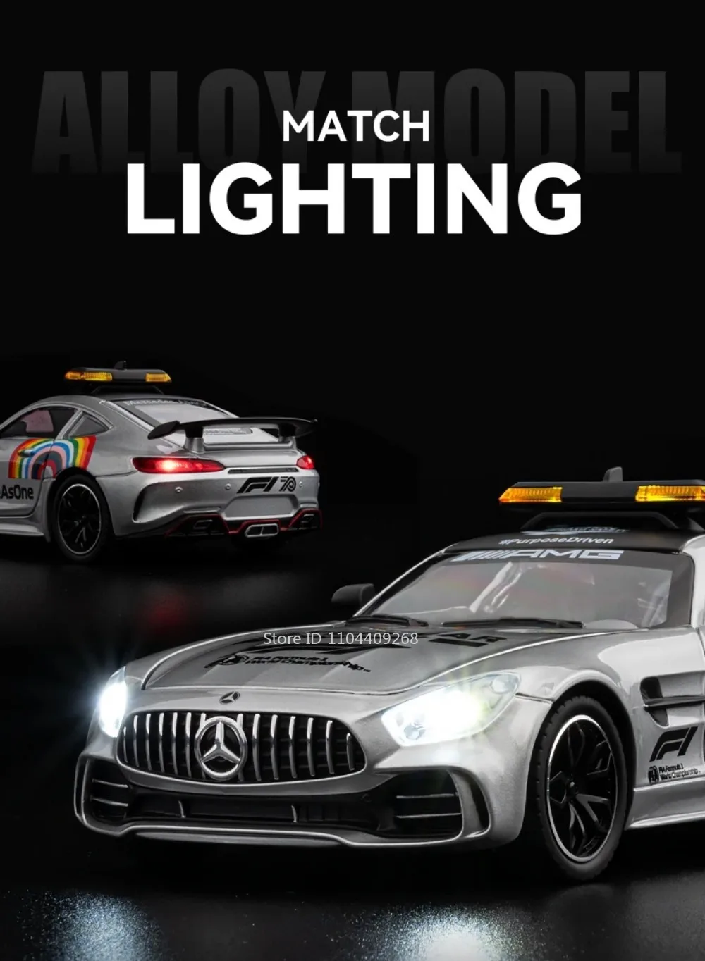 1:24 GTR Safety 300SL Sportwagen-Modell Spielzeug aus Legierung mit Sound und Licht Stoßdämpfung Miniatur-Fahrzeugmodelle Sammlerstück Geschenk – Detail 3