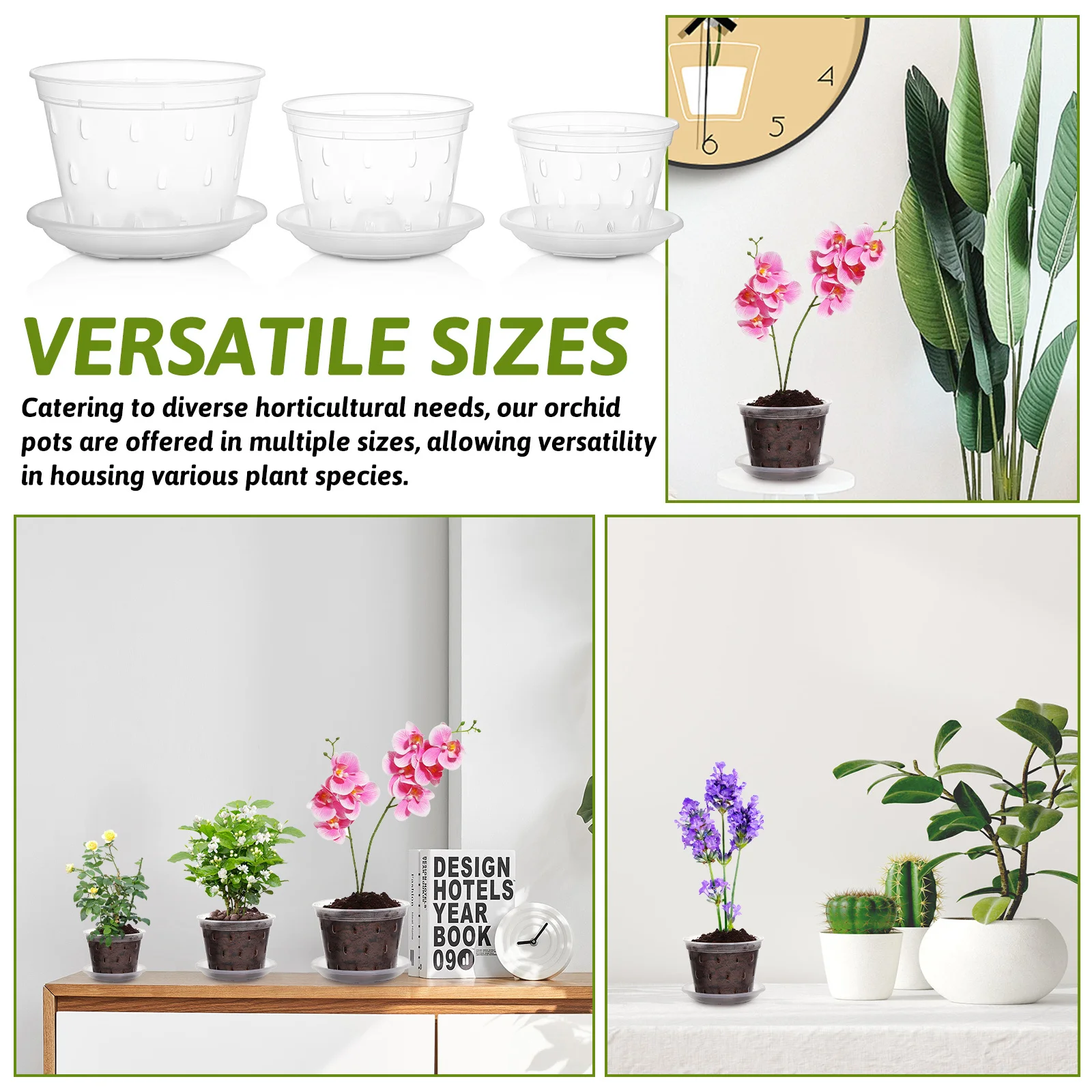 

3Pcs Plastic Clear Orchid Pots Drainage Holes Planters Nursery Gardening Flowerpots Saucers Clear Orchid Pots Orchids Flowerpot