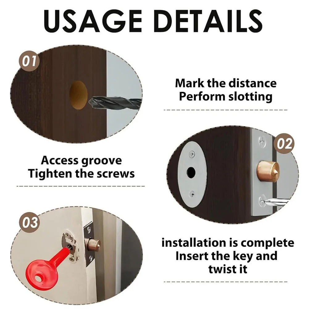 Internal Door Lock with Star Key 1Pcs For Indoor Applications Requiring Keyed Security Without External Hardware