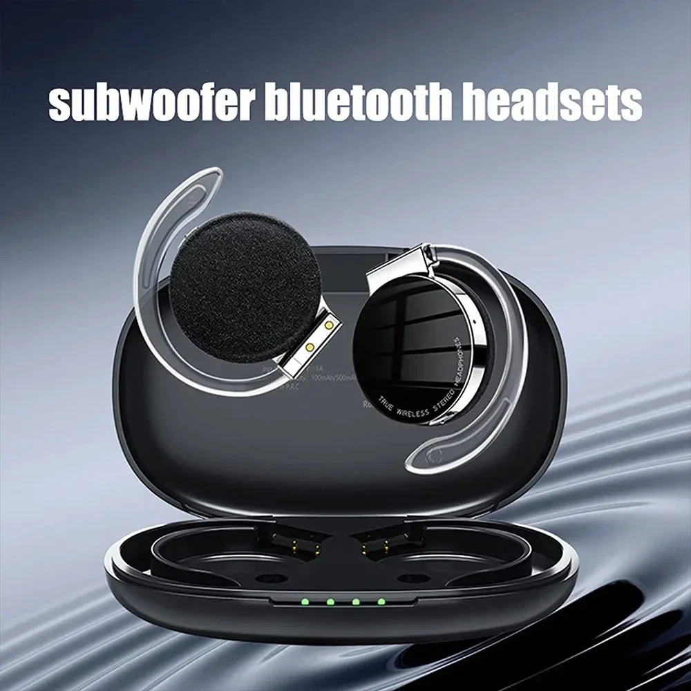 TWS Wireless Bluetooth Earphones Noise-cancelling Mic Open Headsets with Lights Suitable for Night Run Hanging Ear Sports Earbud