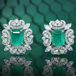 Pendientes de plata 925 con piedra Esmeralda, joyería que combina con todo, accesorios para mujer, sin alergia, marca de lujo