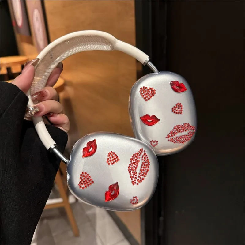 

Female-style red lip and heart TPU scratch-resistant protective case for AirPods Max, an accessory for AirPods Max headphones