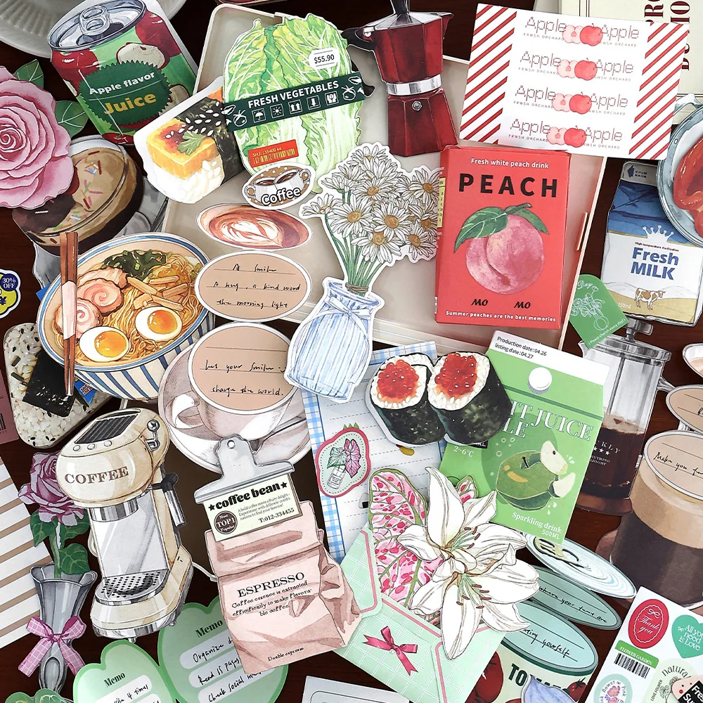 20pcs/lot Memo Pads Material Paper Fresh Market Collection Papers Junk Journal Scrapbooking Retro Background Decoration