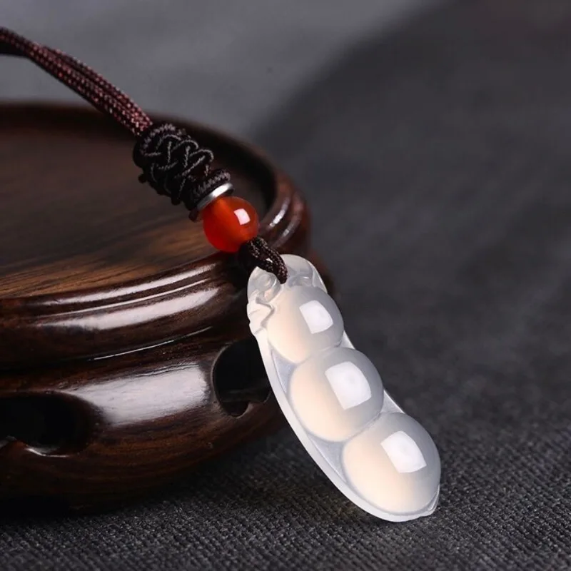 

White Ice Jade Marrow, Three Yuan Blessings, Ping An Beans, Four Seasons Beans, Jade Pendant