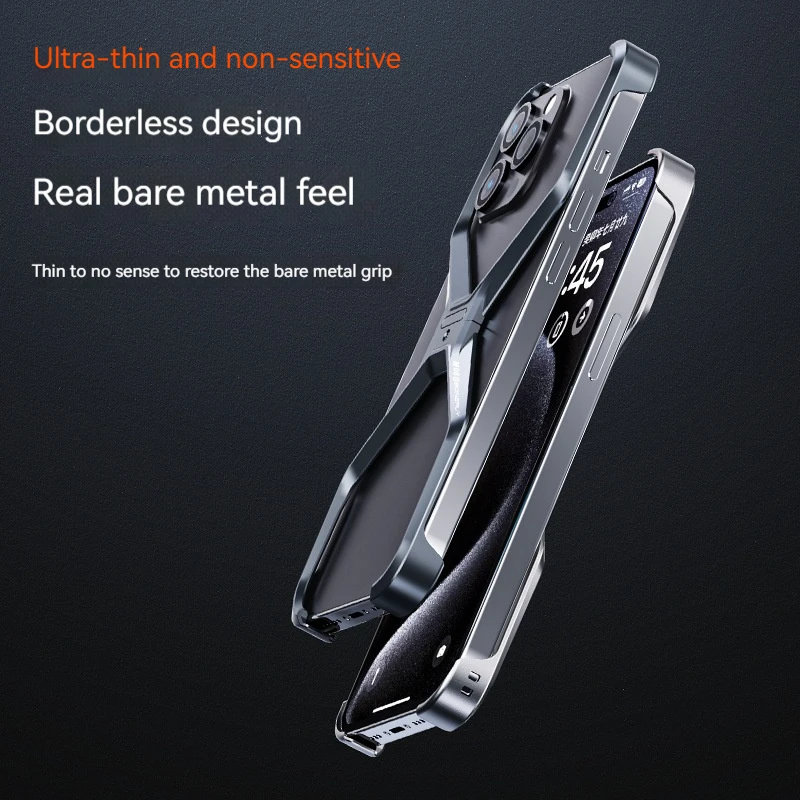 Aluminum Alloy Rimless X Type Bumper Bar For iPhone 14 15 16 ProMax Metal Heat Dissipation Removable Armor Shockproof Phone Case image 3