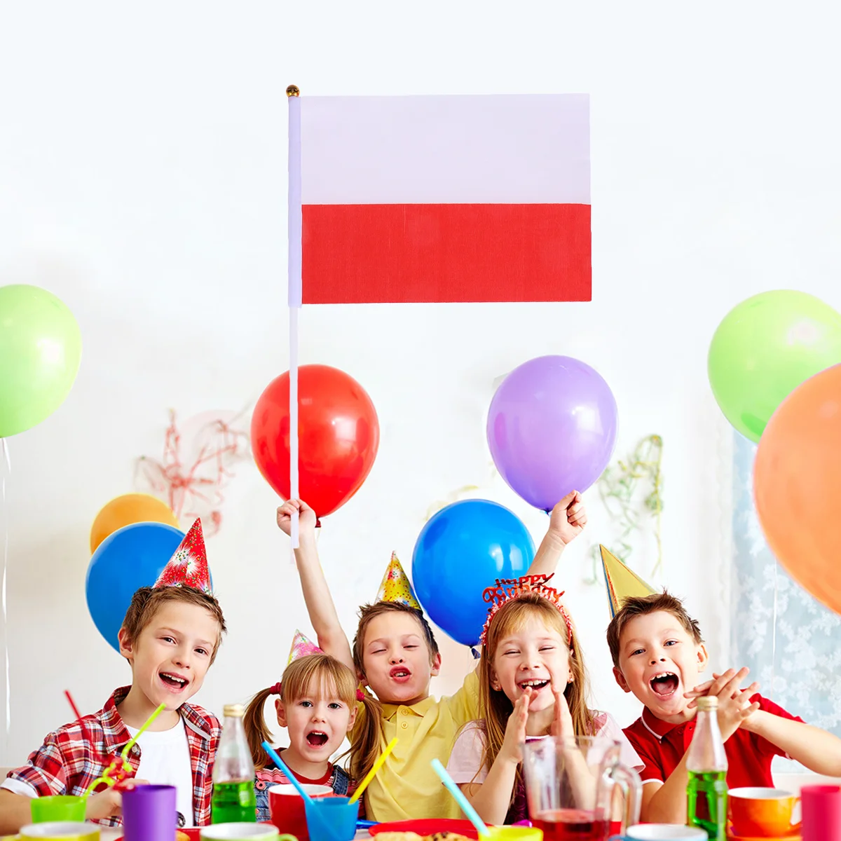 

50Pcs Hand Held Poland Small Stick Flags Polyester Plastic Durable Party Festival Cheer Decoration Country Flags on Stick