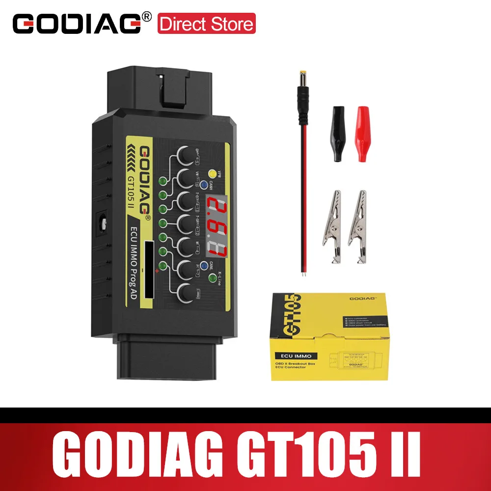 

GODIAG GT105 II ECU IMMO Prog AD OBD2 Break Out Box ECU Разъем Дисплей Напряжение автомобильного аккумулятора Напряжение нижнего niż 11 В
