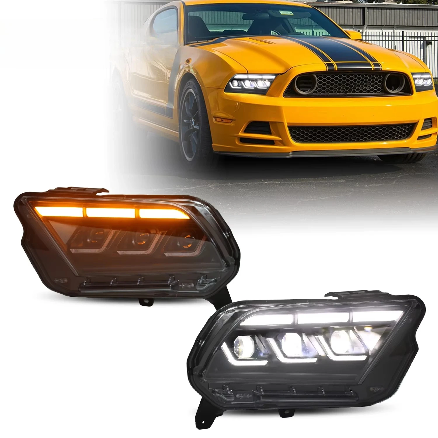 

Full LED Headlights for Mustang 2010-2014 Start up Animation DRL Car Front Lamps Assembly