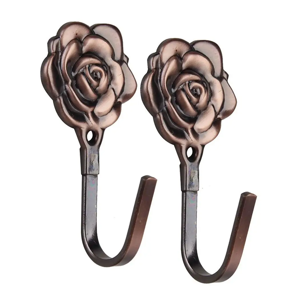 

2Pcs Curtain Hooks Tie Backs Copper Elegant Design Long Lasting For Rooms Door Wall Hook Classic Style