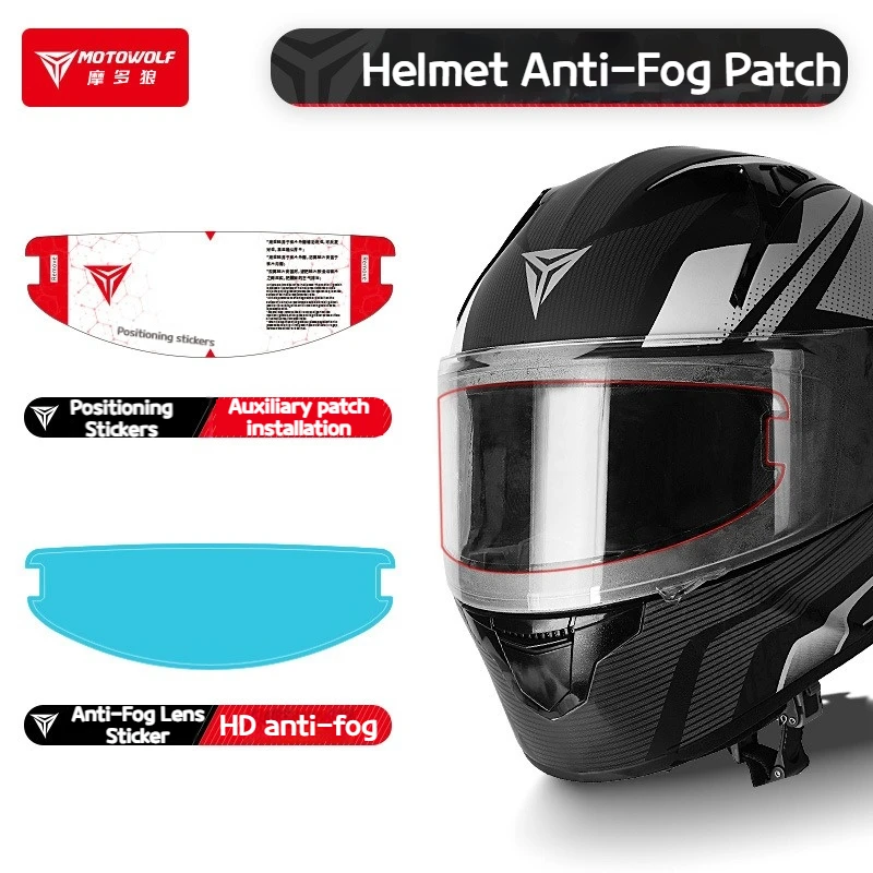 MOTOWOLF Universal Motorcycle Full Face Helmet Shield Anti Fog Film HD Grey Visor Lens Insert Fog Resistant Waterproof Sticker