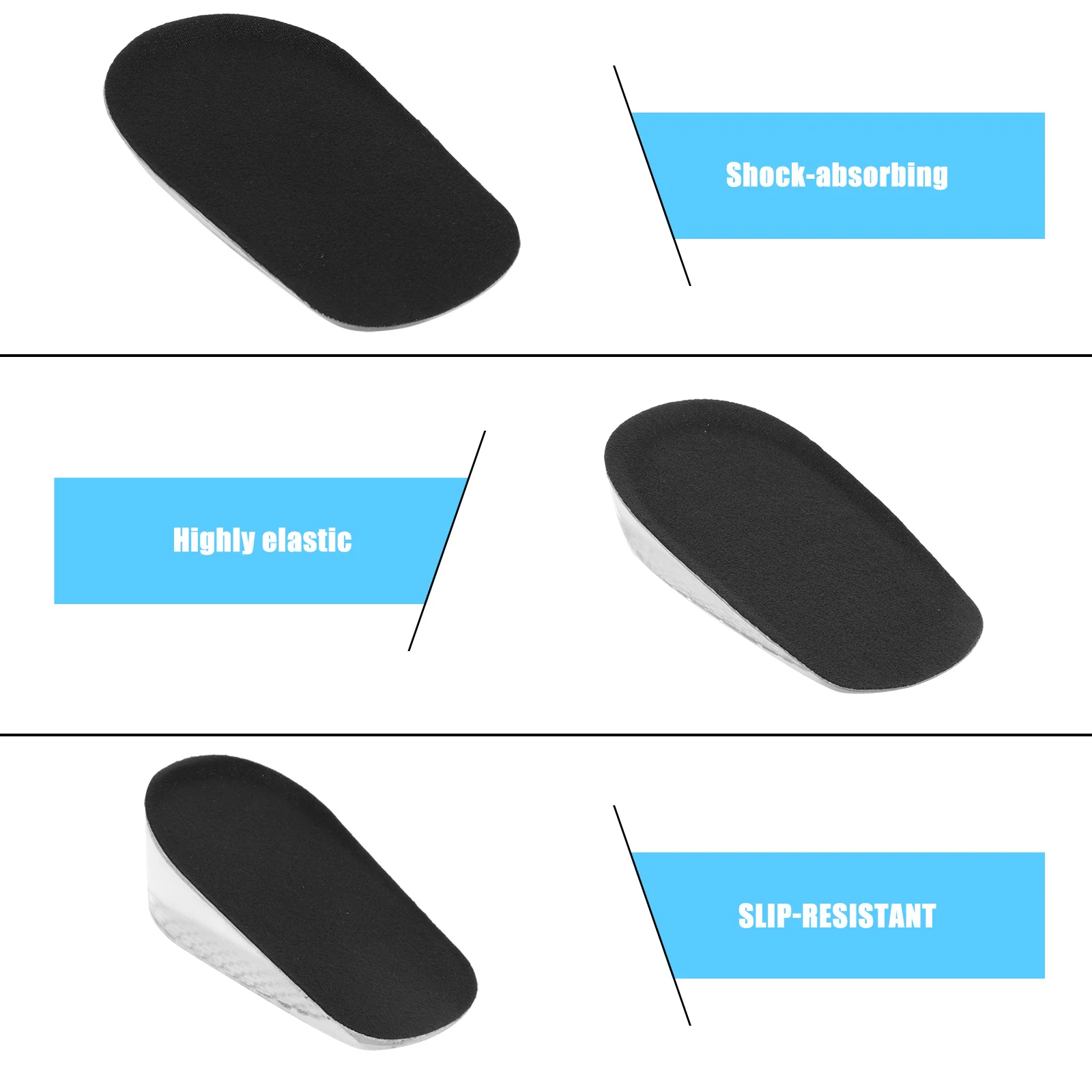 

3Pairs Silicone Heel Lift Insoles Practical Gift for Friends Needing Heightening Insoles High Elasticity Distributes Heel