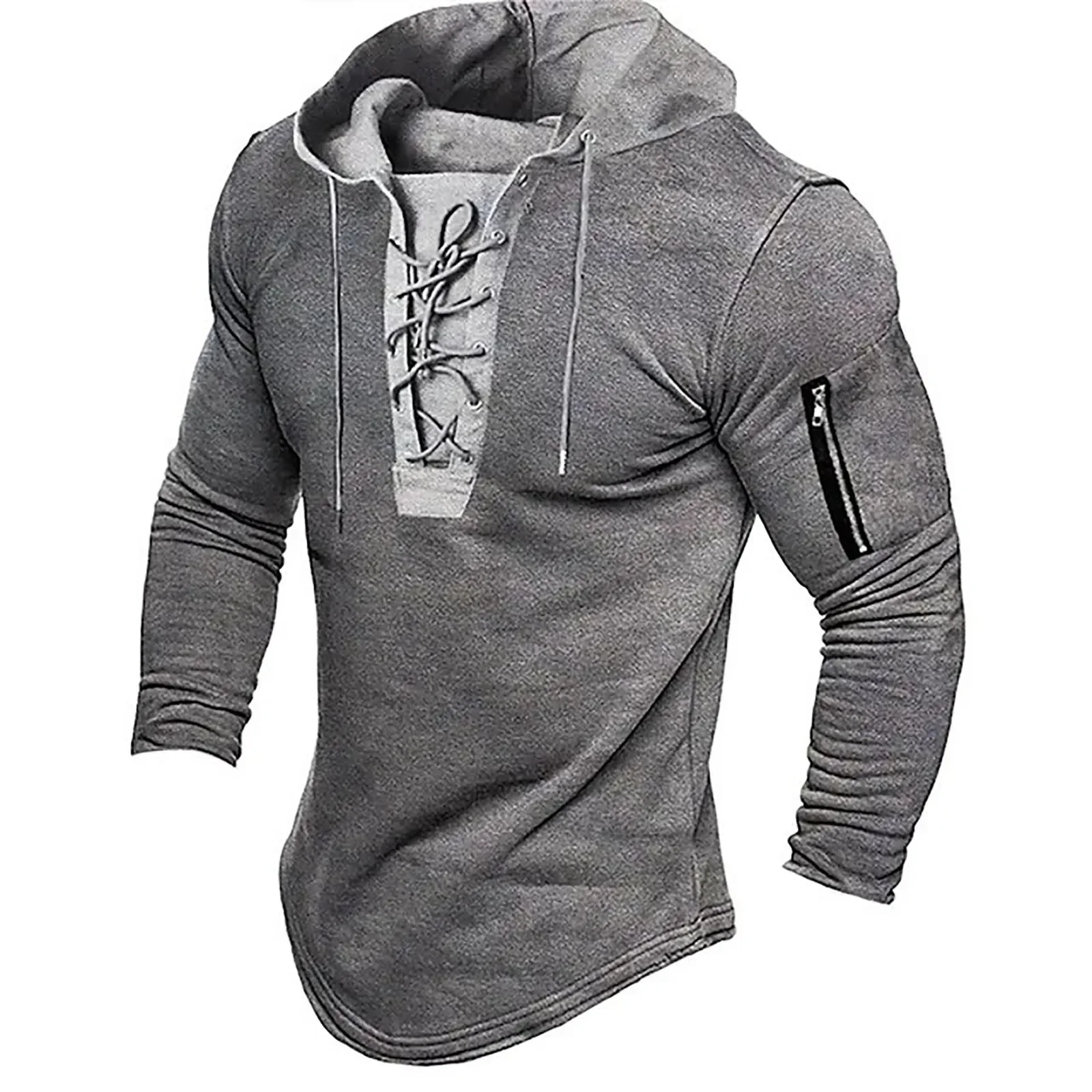 Felpa con cappuccio pullover da uomo tinta unita con lacci sportivi felpe casual primavera autunno abbigliamento felpa da uomo retrò americana