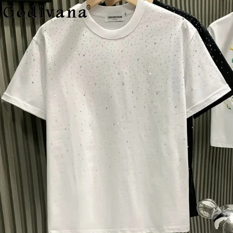 

Large Size Men Women Summer Loose Sequins Short Sleeve Loose T-shirt Fashion Korean Versatile Round Neck Handsome Leisure Tops