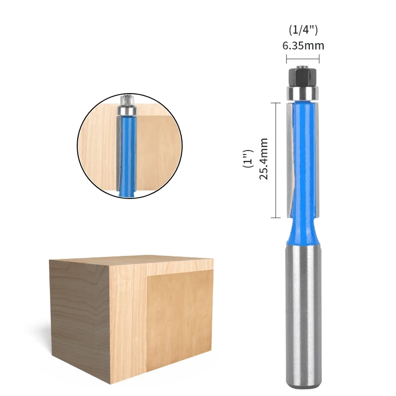 YUSUN 8MM Shank Flush Trim Bit Router Bit Woodworking Milling Cutter For Wood Bit Face Mill Carbide Cutter End Mill