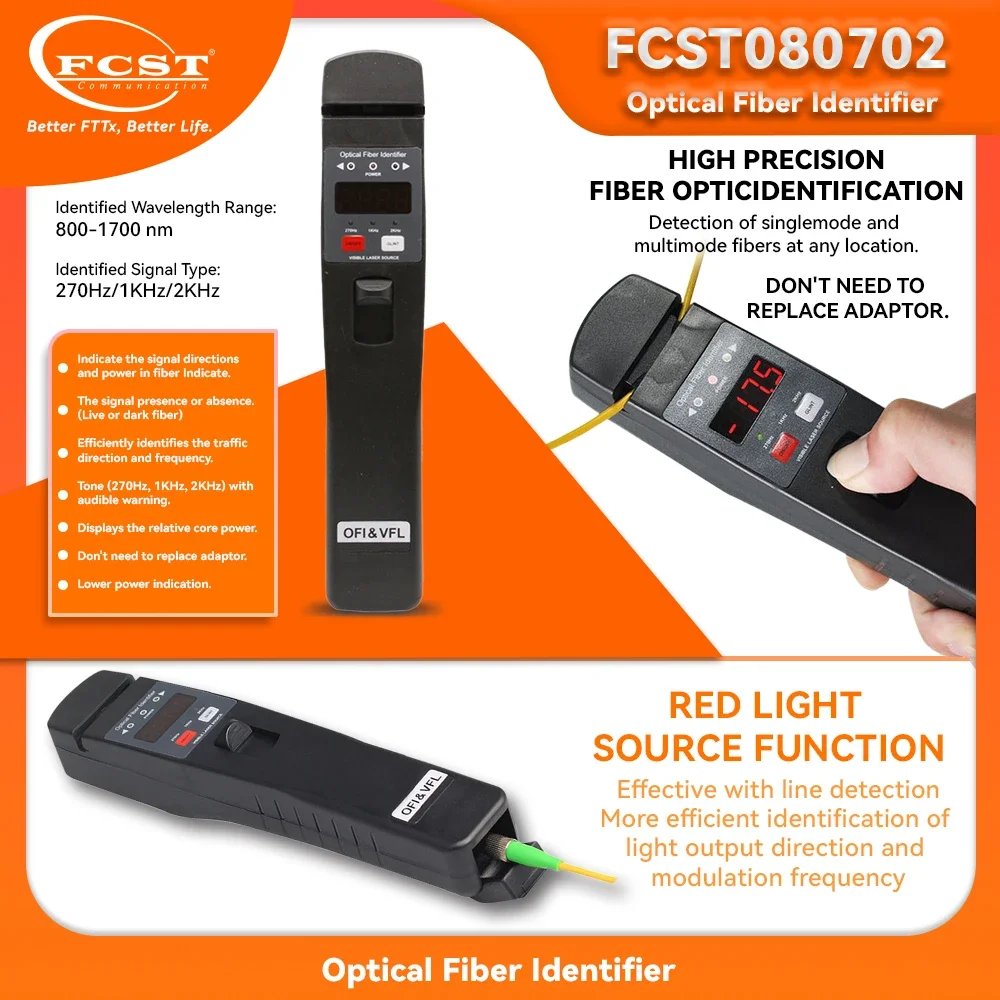 FCST080702 Live Fiber Detector Optical Fiber Identifier for Nondestructive Fiber Identification Project and Optical Maintenance