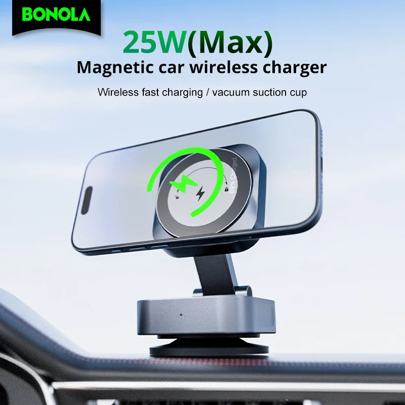 

Bonola Vaccum Suction Cup Wireless Charger 25W for Samsung S26 Ultra/iPhone 17 Pro Max Magnetic Suction Cup Wireless Car Charger