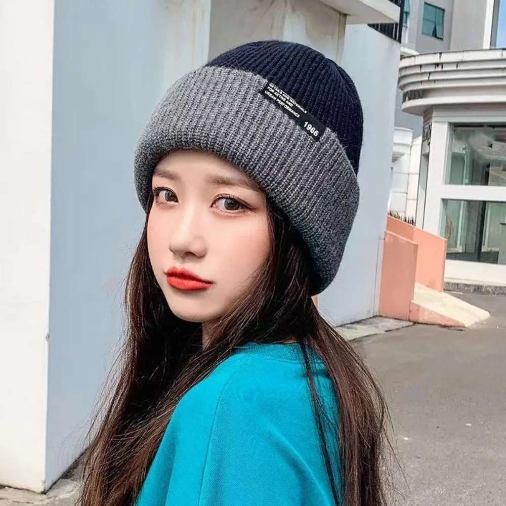 

Cozy Korean Style Knitted Hat Thickened Breathable Double-faced Hat Soft Polyester All-match Hat Winter