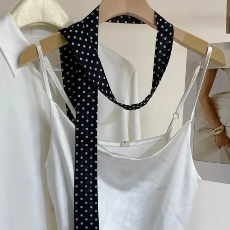 Sciarpa con stampa leopardata Retro pois Cravatta da donna Multifunzione Fascia per capelli Borse Maniglia Decorazione Sciarpe lunghe Accessori moda