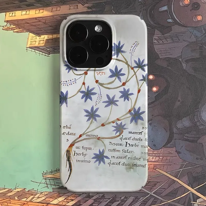 

Blue Natural Flower Art Phone Case for IPHONE 17 Air 16E 15 PROMAX 14 Plus 13 12 MINI 11PRO 16Plus XR XS MAX Acrylic Phone Cover